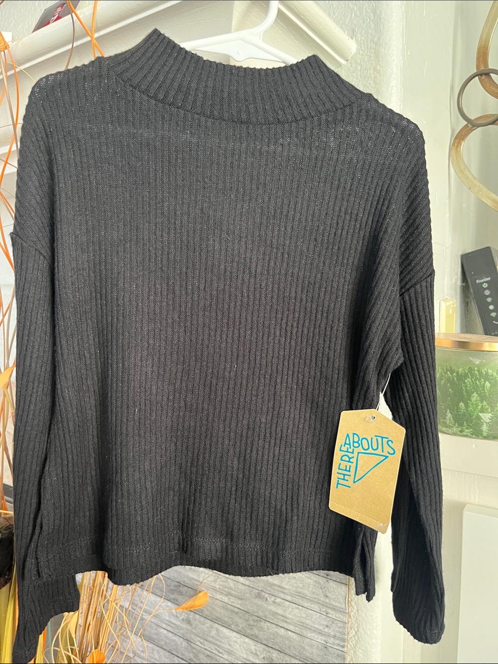 The Thereabouts  Black Ribbed Mock-Neck Sweater